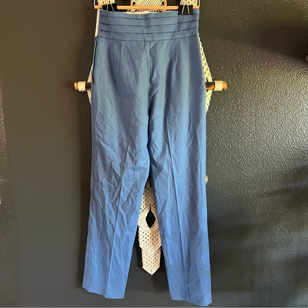 Vintage Wool Tuxedo Waist Women’s Pants Blue Whimsyfairy Runway Cottagecore - Picture 2 of 13
